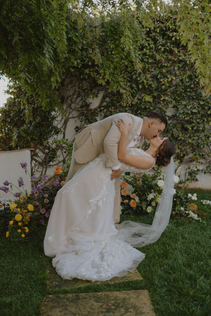 Just Married Kiss at the alter